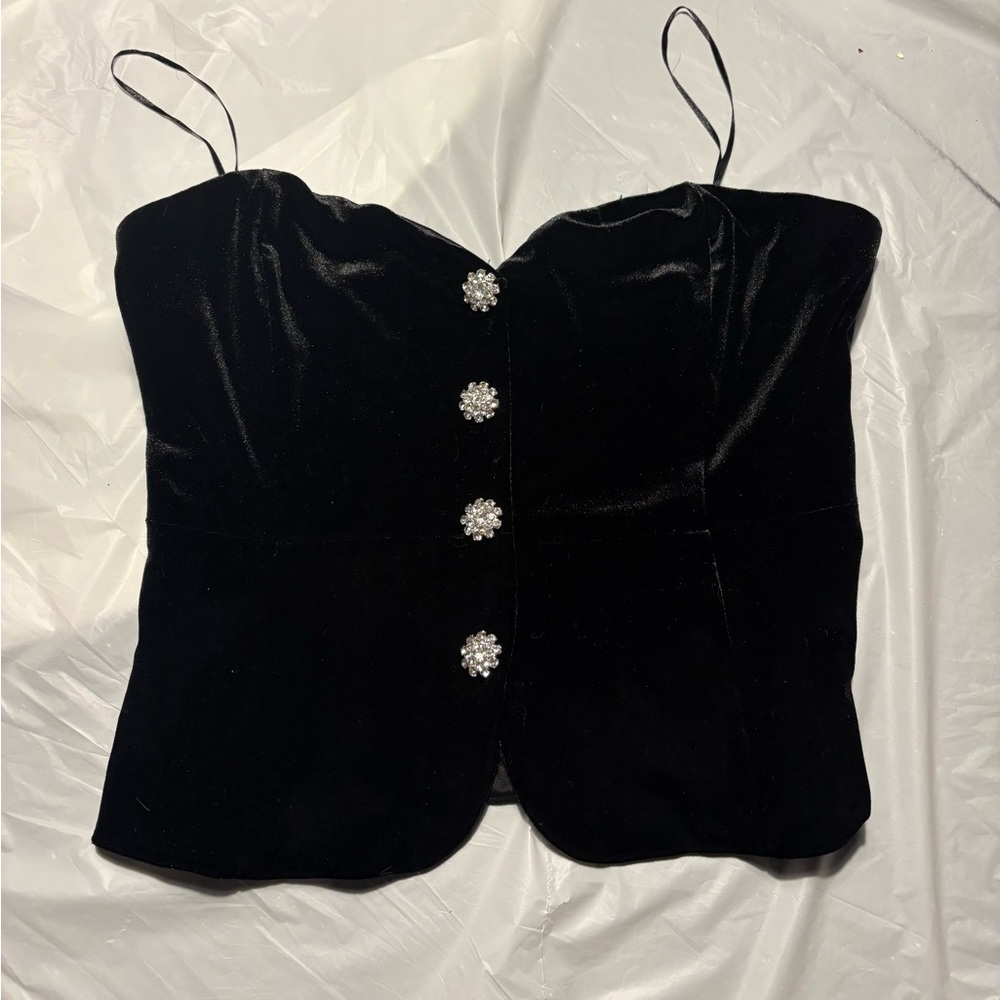 Dynamite Black Velvet Women's top with Buttons